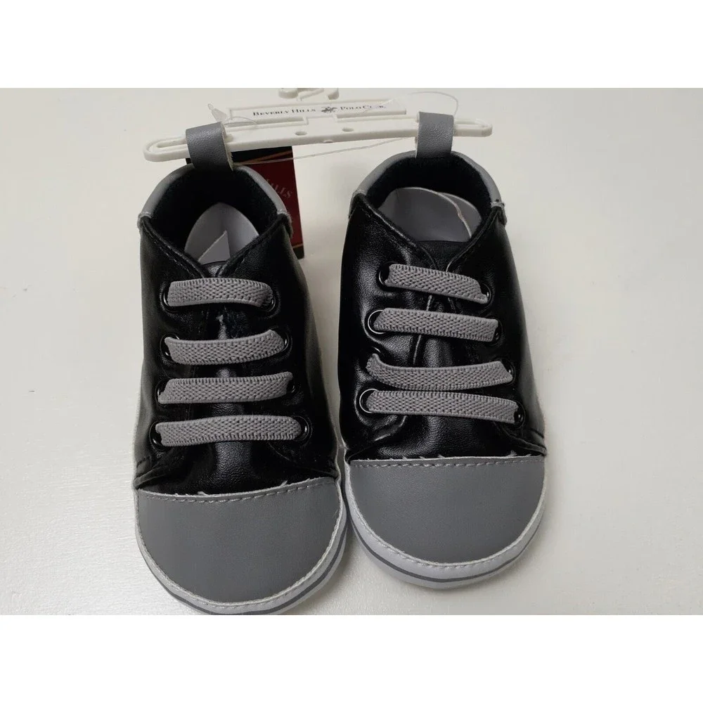 NWT! Beverly Hills Polo Club Infant Baby Sneaker-Style Shoes Navy/Gray Size 3